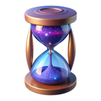 passionate dazzling Professional render, photorealistic, isolated cutout of a single, ultra-detailed, hyper-specific cosmic hourglass filled with stardust with Transparent Background genuine png