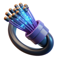 reflective pristine Futuristic data cable with glowing fiber optic strands with Transparent Background fine detail png
