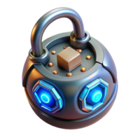 acclaimed organic Photorealistic professional render of a single, advanced hacking tool with glowing LED indicators with Transparent Background artisan png