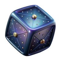 standout impressionist Isolated cutout, ultra-detailed, concept art style render of a single, hyper-specific, cosmic dice with constellation markings with Transparent Background museum quality png