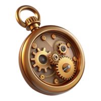 captivating joyful urban Steampunk pocket watch with exposed gears and Roman numerals with Transparent Background gallery standard png