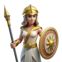 mesmerizing ethereal nordic Athena, Goddess of Wisdom, holding spear and shield, intelligent gaze with Transparent Background precision png