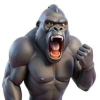wonderful intense avant-garde A growling gorilla, beating its chest with Transparent Background gallery standard png
