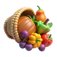 timeless creative A cornucopia overflowing with fruits and vegetables with Transparent Background precision png