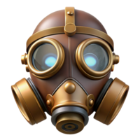 alluring mysterious nordic Steampunk gas mask with brass fittings and tinted lenses with Transparent Background fine detail png