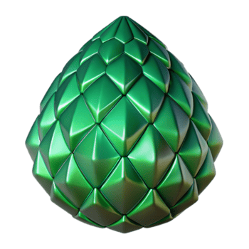 alluring calm futuristic Hyper-specific, isolated cutout Photorealistic render of a single Dragon scale, emerald green, reflecting light with Transparent Background sharp png