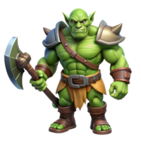 alluring exceptional A muscular male orc wielding a battle axe, with Transparent Background png