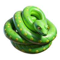 distinguished art deco A slithering green tree python, coiled with Transparent Background premium png