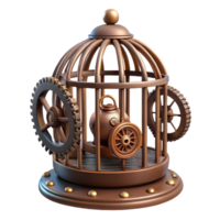alluring classic Steampunk birdcage with ornate bars and a clockwork mechanism with Transparent Background premium png