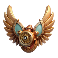 joyful gorgeous Steampunk wings made of intricate clockwork and feathered details with Transparent Background masterfully captured png
