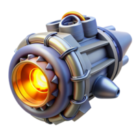 breathtaking dreamy geometric Spaceship engine, powerful, glowing core with Transparent Background detailed png