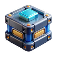 unparalleled industrial Concept art style, isolated cutout of a futuristic data storage device, highly detailed, hyper-specific with Transparent Background refined png