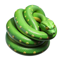 radiant nordic A coiled green tree python with scales with Transparent Background detailed png