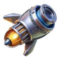 striking mid-century Spaceship engine nozzle with intricate details and glowing exhaust port with Transparent Background original png