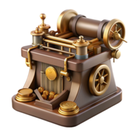 bold glorious Steampunk typewriter with brass keys and a clockwork mechanism with Transparent Background sharp png