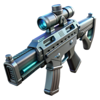 impressive elegant Futuristic assault rifle, sleek design, digital scope with Transparent Background premium png