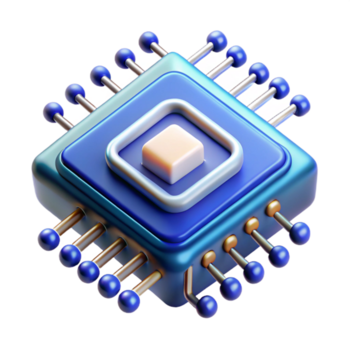 överdådig eftertraktade avancerad data chip med invecklad kretsar och lysande data strömmar med transparent bakgrund png