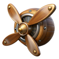 mysterious elegant Steampunk airship propeller made of polished wood and copper with Transparent Background crisp png