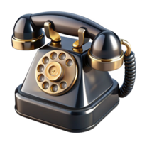 gorgeous dynamic abstract A vintage rotary telephone, black and shiny with Transparent Background elite png