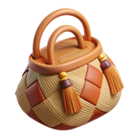 acclaimed elegant Ultra-detailed, photorealistic isolated cutout of a tribal woven bag with fringed edges with Transparent Background sharp png