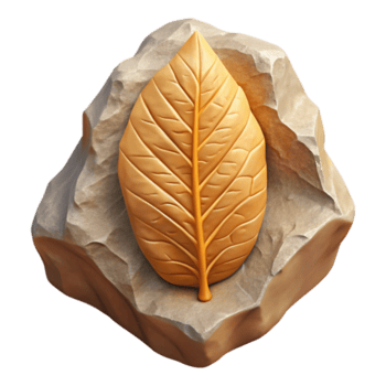 Impressionante surreale concetto arte stile, isolato ritagliare di un' separare, fossilizzato foglia impresso su roccia con trasparente sfondo studio qualità png