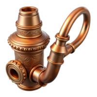 enchanting minimalist Copper steampunk pipe with ornate carvings and a long stem with Transparent Background gallery standard png