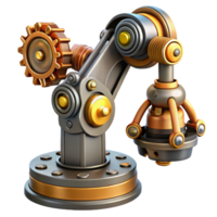 magnificent victorian Steampunk robotic arm with intricate gears and pistons with Transparent Background 8K png
