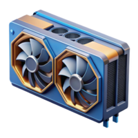 coveted minimalist Ultra-detailed professional render of a single modern graphics card with multiple cooling fans, isolated cutout with Transparent Background 8K png