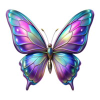 enchanting distinctive Photorealistic, isolated cutout of a hyper-specific, single, iridescent cosmic butterfly, wings adorned with celestial patterns with Transparent Background png
