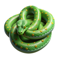 vibrant playful futuristic A coiled green tree python with scales with Transparent Background fine detail png