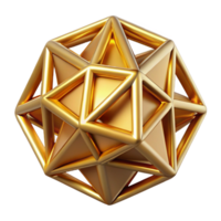 elegant artistic Ultra-detailed, isolated cutout of a single, abstract, geometric shape, resembling a stellated dodecahedron, gold with Transparent Background museum quality png