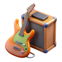 serene rare Electric guitar with amplifier with Transparent Background png