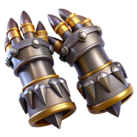 beautiful dynamic avant-garde A stylized, fantasy gauntlets, metallic, clawed fingers with Transparent Background artisan png