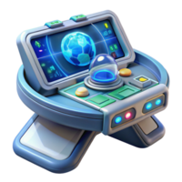 notable impressionist Spaceship navigation console, holographic map, interactive display with Transparent Background fine detail png