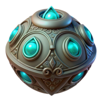 spectacular classic Alien artifact with intricate carvings and glowing symbols with Transparent Background refined png
