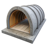 extraordinary intense gothic Tunnel concrete lining section with Transparent Background masterfully captured png