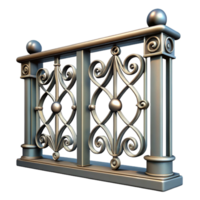 tranquil impressive Balcony railing intricate metalwork, with Transparent Background studio quality png