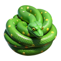 calm enchanting A coiled green tree python with scales with Transparent Background original png