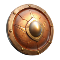 stunning energetic retro Hyper-specific, isolated cutout Photorealistic render Single Ares's Shield, bronze, battle-worn scratches with Transparent Background original png