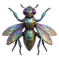 enchanting joyful rustic Alien insect, chitinous armor, iridescent wings with Transparent Background genuine png