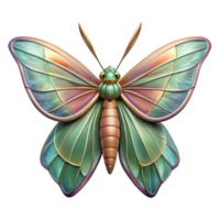 fascinating sought-after Concept art style, isolated cutout of a single, giant, iridescent moth with wings made of dried leaves with Transparent Background png