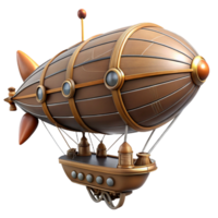 magnificent nostalgic futuristic Steampunk zeppelin miniature with detailed gondolas and propellers with Transparent Background expertly shot png