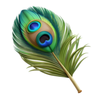 calm picturesque Hyper-specific professional render of a single photorealistic feather, peacock feather, isolated cutout with Transparent Background crisp png
