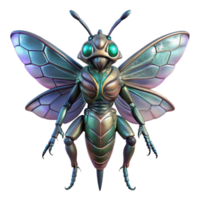 stunning bold baroque Alien insect, chitinous armor, iridescent wings with Transparent Background artisan png