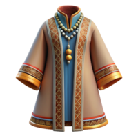vibrant exceptional Isolated cutout hyper-specific photorealistic professional render of a tribal elder's ceremonial robe decorated with intricate beadwork with Transparent Background png