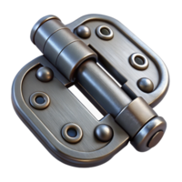 celebrated rustic Ultra-detailed, photorealistic, isolated cutout of a single, hand-forged iron hinge Hyper-specific texture and color with Transparent Background sharp png