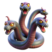 reflective fascinating Hydra, multi-headed serpent, isolated, with Transparent Background sharp png