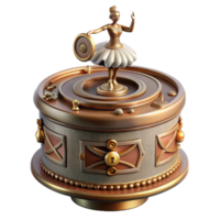 majestic ethereal rustic Steampunk music box with ornate carvings and a rotating ballerina with Transparent Background luxury png