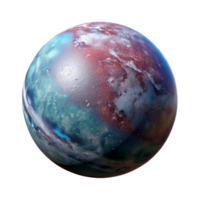 fascinating whimsical geometric Photorealistic, ultra-detailed, professional render, isolated cutout of a single, hyper-specific, rogue planet with Transparent Background impeccable png
