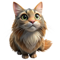 exceptional gothic Maine cat, fluffy, looking up, with Transparent Background fine detail png